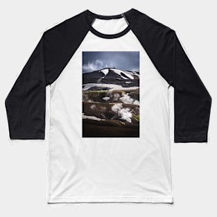 Mountains seen on Laugavegur Hiking Trail with Steamy River in Iceland Baseball T-Shirt